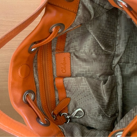 Cole Haan Orange Leather
Drawstring Hobo Bucket Shoulder Bag With Matching Belt - Picture 11 of 16